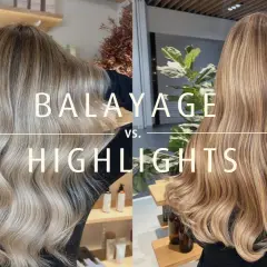 Dwie kobiety prezentują różne techniki farbowania włosów: balayage i pasemka. Dowiedz się, jak zrobić pasemka bez czepka.
