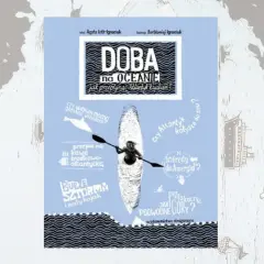 Okładka książki "Doba na oceanie" z kajakarzem na Atlantyku. Aleksander przemierza ocean, a wokół niego pytania o podróż.
