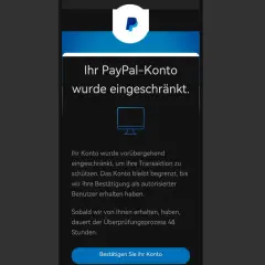 Warnung: Dies ist eine gefälschte PayPal-Nachricht, die Ihr Konto einschränkt. Klicken Sie nicht auf "Bestätigen Sie Ihr Konto".