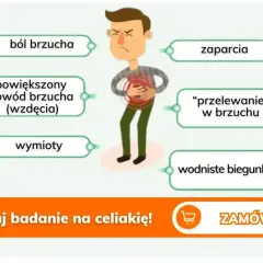 Ból brzucha, wzdęcia, wymioty? To mogą być objawy celiakii. Wykonaj badanie na celiakię i dowiedz się więcej.