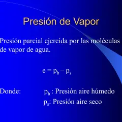Presión de vapor: la presión parcial de las moléculas de vapor de agua. La fórmula e = ph - ps explica la presión de aire húmedo y la presión de aire seco, relacionada con el vapor saturado.