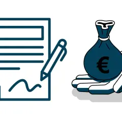 Umowa i worek z euro symbolizują niemieckie prawo pracy, które reguluje warunki zatrudnienia i wynagrodzenia.