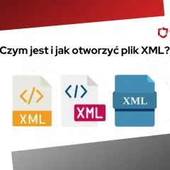 Ikony plików XML i pytanie "Czym jest i jak otworzyć plik XML?".