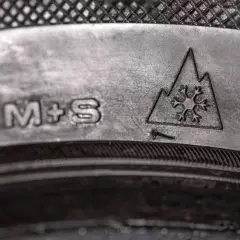 Neumáticos M+S: ¡listos para barro y nieve! Símbolo de copo de nieve en montaña indica su capacidad invernal.