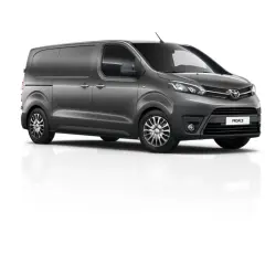 Szary van Toyota Proace, idealny do pracy. Sprawdź jego dane techniczne i możliwości transportowe.