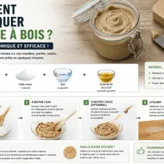 Pâte à bois maison : mélangez sciure, colle et eau pour un résultat parfait. Idéal pour réparer meubles et boiseries.