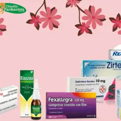 Vari antistaminici per la rinite allergica: Reactine, Zirtec, Fexallegra, Rinazina, Atarax e Iridina.