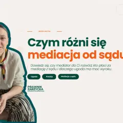 Kobieta z kubkiem omawia, na czym polega mediacja i czym różni się od postępowania sądowego.