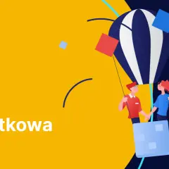 Para z koszem balonu, symbolizująca ulgę podatkową IKE/IKZE, unosi się w górę.