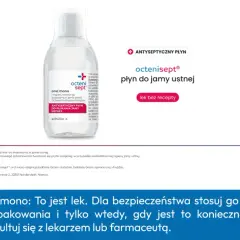 Płyn do płukania jamy ustnej octenisept® oral mono. Szukasz co zamiast octeniseptu? Ten lek bez recepty pomoże zadbać o higienę jamy ustnej.