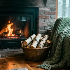 Płonący kominek, kosz z drewnem i ciepły pled. Idealne miejsce, by zastanowić się, czy wolno palić w kominku.