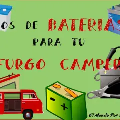 Ilustración sobre tipos de baterías para furgonetas camper, incluyendo una batería de descarga profunda.