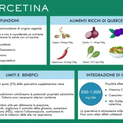 La quercetina, un antiossidante vegetale, offre numerosi benefici per la salute, tra cui proprietà antinfiammatorie e immunoprotettive.