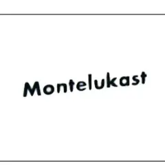 Napis "Montelukast" na białym tle.