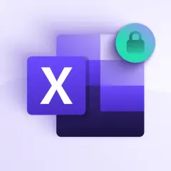 Excel-Symbol mit einem Vorhängeschloss-Symbol, das Sicherheit und eine excel sicherungskopie symbolisiert.