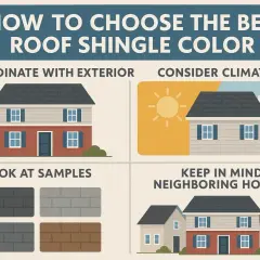 Choosing the best roof shingle color involves coordinating with your home's exterior, considering climate, looking at samples, and keeping in mind neighboring homes.