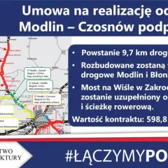 Mapa drogowa z zaznaczonymi odcinkami drogi S7, informacjami o ich długości i etapie realizacji.