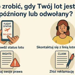 Sprawdź status lotu, skontaktuj się z linią lotniczą, poznaj swoje prawa i złóż reklamację, aby uzyskać odszkodowanie za odwołany lot.
