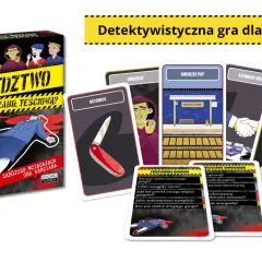 Gra "Śledztwo: Kto zabił teściową?" z kartami postaci, miejsc i narzędzi zbrodni. Rozwikłaj zagadkę morderstwa!