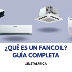 Diversos modelos de fancoil, unidades de aire acondicionado, ilustran el esquema enfriadora de agua.