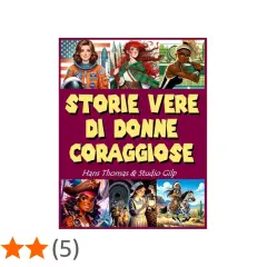 Copertina di libri che parlano di donne forti: astronauta, guerriera, tennista, pirata, infermiera e amazzone.