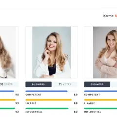 Trzy kobiety w biznesowych strojach, oceniane pod kątem profilowego na Messenger.