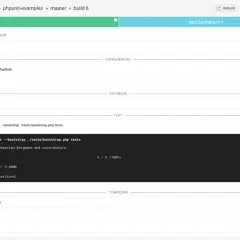 Build-Prozess mit PHPUnit 5.7.2 von Sebastian Bergmann und Team. Tests laufen erfolgreich.