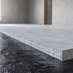 Płyta z materiału termolit o porowatej strukturze leży na ciemnej, mokrej powierzchni.