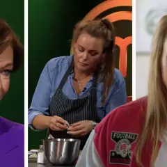 Tre kvinnor, en i lila kavaj, en i köksförkläde som lagar mat, och en i röd jacka. Kanske Josefine Freij är en av dem?