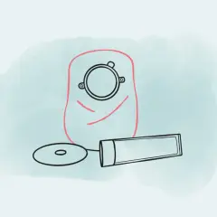 Stomaversorgung: Beutel, Hautschutzplatte und Paste. Ein stoma voll ist kein Problem mit der richtigen Ausrüstung.