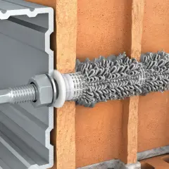 Wytrzymała kotwa mocująca profil aluminiowy do cegły.