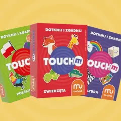 Trzy gry "Dotknij i zgadnij" od Muduko: "Polska", "Zwierzęta" i "Kultura". Zachęcają do zabawy i odkrywania świata, wystarczy je dotknij!