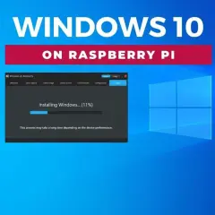 Installation de Windows 10 sur Raspberry Pi 4, avec une barre de progression à 11%.