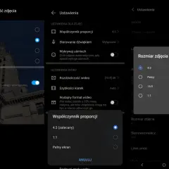 Jak zmienić format zdjęcia Samsung: wybierz "Rozmiar zdjęcia", a następnie proporcje 4:3, Pełny, 16:9 lub 1:1.