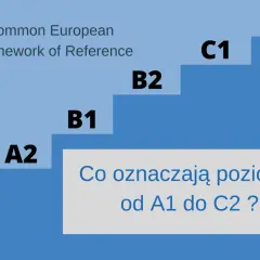 Schody postępu w nauce języka angielskiego: poziomy od A1 do C2.