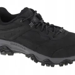 Czarny, męski but Merrell alpine hiker z szarą podeszwą Vibram. Idealny na górskie wędrówki.