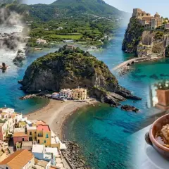 Forio Ischia centro: terme naturali, borgo colorato, castello medievale e un piatto tipico.
