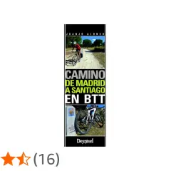 Un ciclista pedalea por un camino de tierra. El título dice "Camino de Madrid a Santiago en BTT".