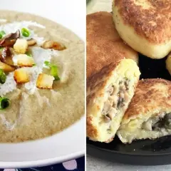 Kremowa zupa z pieczarek i ziemniaczane placki z farszem pieczarkowym – idealne pomysły na to, co zrobić z pieczarek.