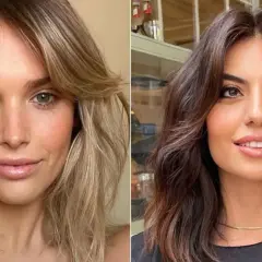 Dwie kobiety z fryzurami do ramion: jedna z blond włosami, druga z brązowymi.