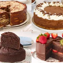 Cuatro deliciosos pasteles de chocolate, perfectos para inspirar tus próximas recetas de pastel de chocolate.