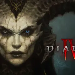 Lilith z Diablo 4, z logo gry. Czy wiesz, ile aktów ma Diablo 4?