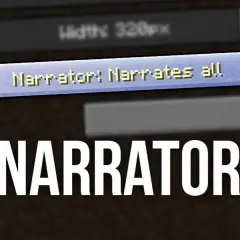 Ekran ustawień Minecraft z opcją "Narrator: Narrates all". Dowiedz się, jak wyłączyć narratora w Minecraft.