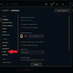 Ustawienia gry w LoLu: kliknij "Game", aby dowiedzieć się, jak włączyć FPS w grze.