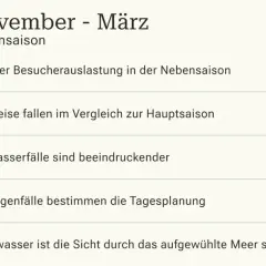 November-März auf Bali: Nebensaison mit weniger Besuchern, günstigeren Preisen und beeindruckenden Wasserfällen. Regenzeit kann Tagesplanung beeinflussen.