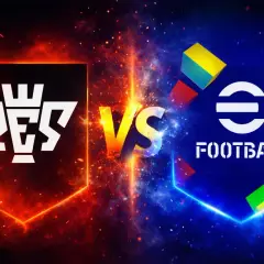 Logo PES kontra eFootball. Dwa światy piłkarskich gier w starciu.