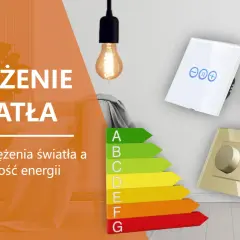 Regulacja natężenia światła dla oszczędności energii. Nowoczesne włączniki i żarówka.
