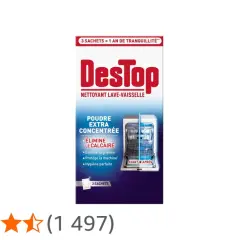 Nettoyant lave-vaisselle DesTop en poudre. Élimine le calcaire et la graisse. Peut-on mettre du Destop dans un lave-vaisselle ? Oui, ce produit est conçu pour cela.