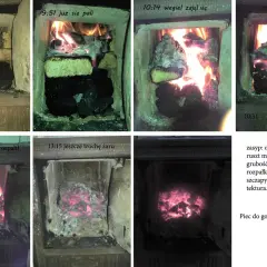 Węgiel w kuchni kaflowej pali się od 9:51 do 13:15, a piec był gorący do 17.