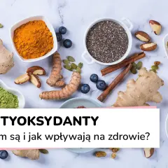 Składniki bogate w **przeciwutleniacze**: kurkuma, jagody, imbir, nasiona chia, orzechy brazylijskie.